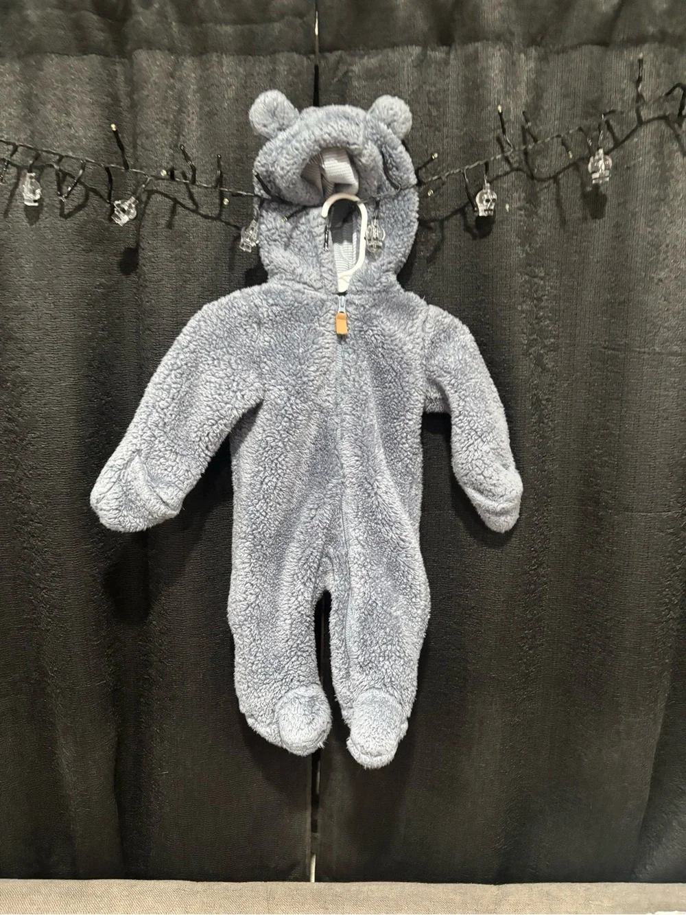 Carter's Light Blue Teddy Fleece Hooded One-Piece with Ears